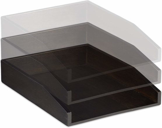 Relaxdays Document Filing Tray, Stackable, DIN A4 Letter Rack, Office, Desk, Bamboo, Brown, 6x25x33 cm - Image 2