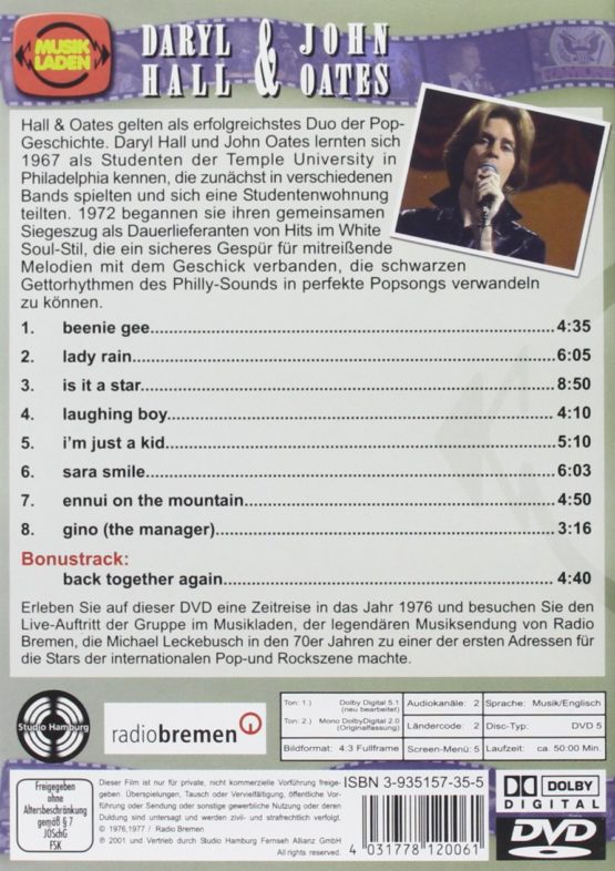 Hall and Oates - Musikladen [1976] [DVD] [2003] - Image 2