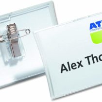Durable Click Fold Name Badge 54 x 90 mm with Combi Clip Transparent | Pack of 25 | Ideal for Events and Visitor Management