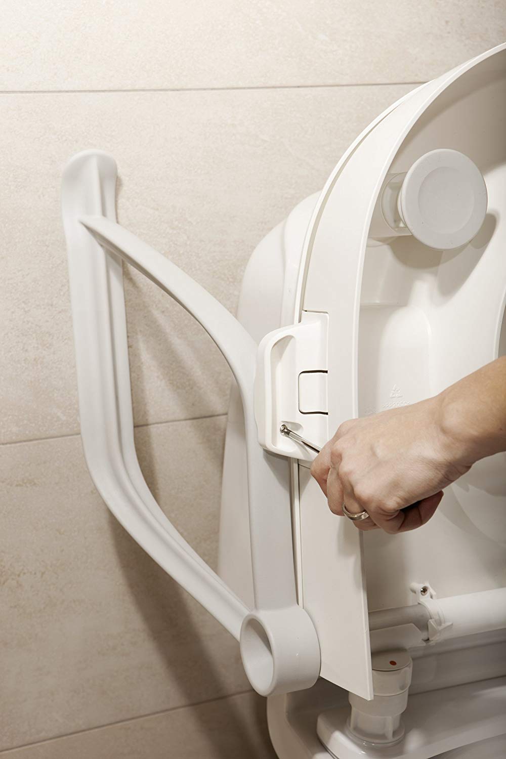 Etac Raised Toilet Seat, Height Adjustable, Mobility Aid for Bathroom
