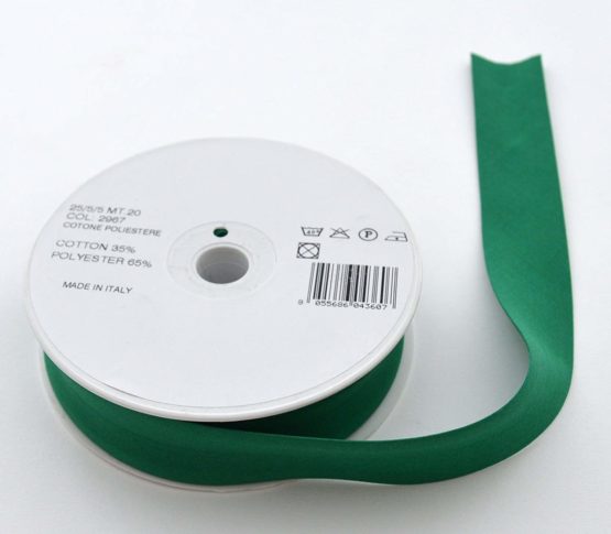 Inastri 25/5/5 mm Polycotton Bias Binding-Col. xx-GREEN-20m Roll, Polyester Cotton, Bottle Green, 11x11x3 cm - Image 3