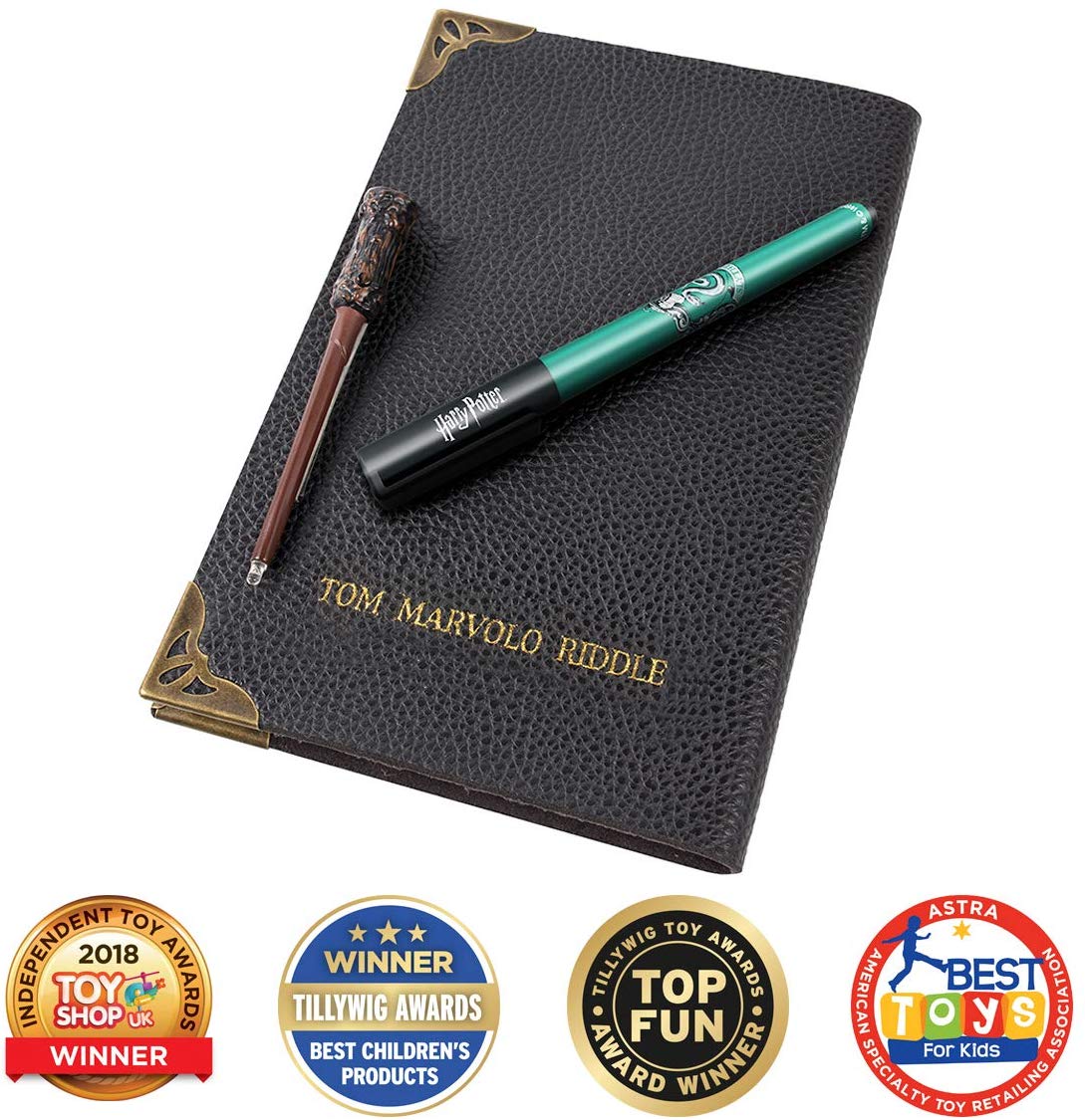 WOW! STUFF Tom Riddle's Secret Diary With Slytherin House Invisible Ink Pen and Harry Potter UV Light-Up Wand