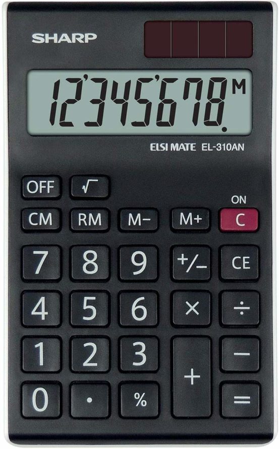 Sharp EL-310ANWH Office Semi-Desktop Calculator - Black/White