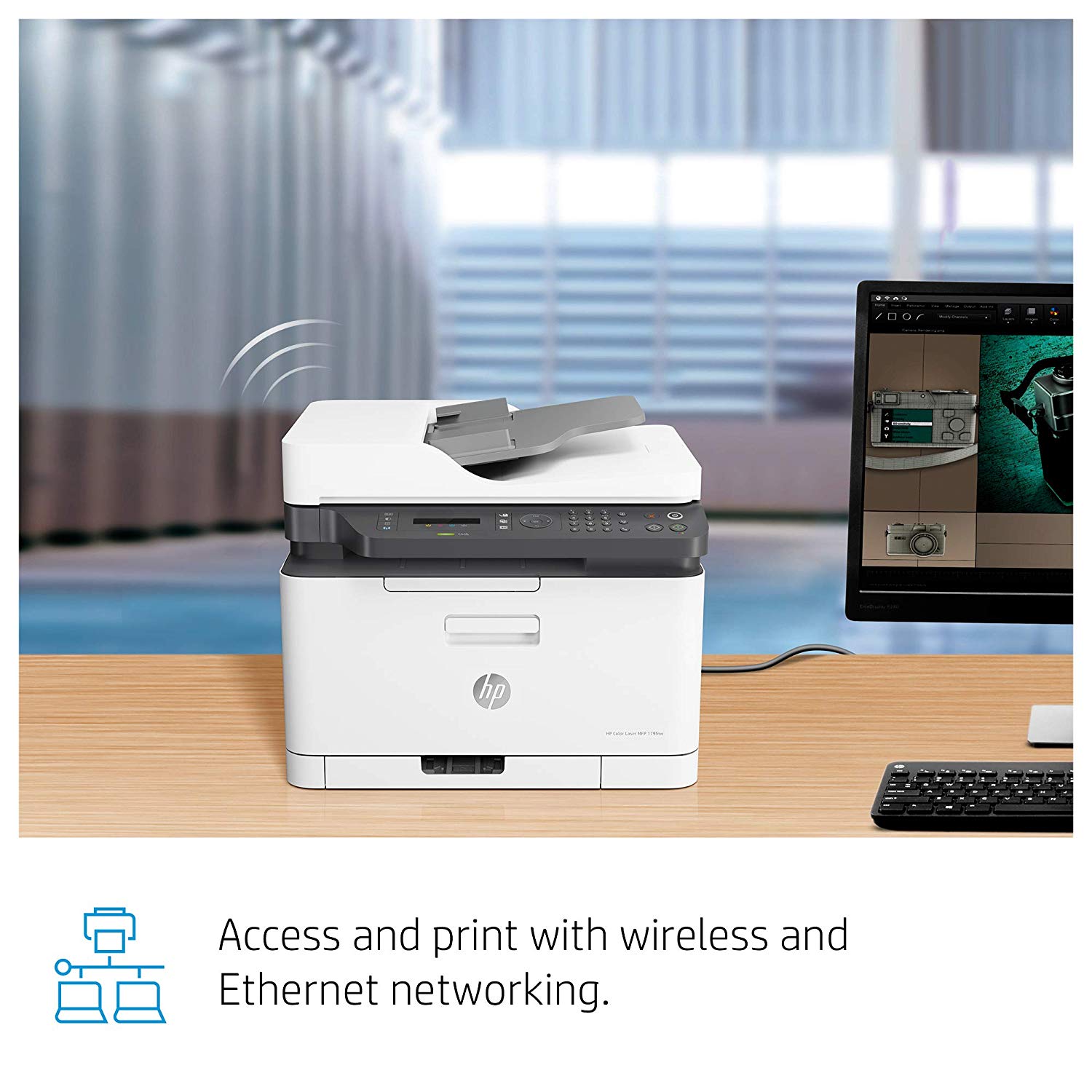 HP LaserJet 179fnw Colour Wireless Multifunction Printer with Fax, white - Image 3