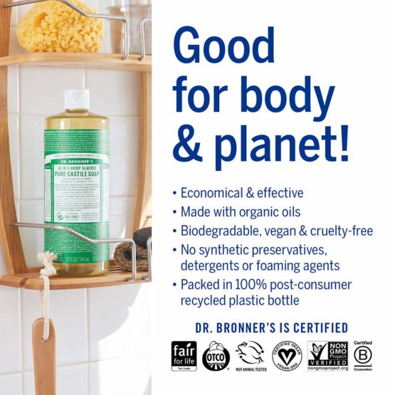 Dr. Bronner's Organic Almond Pure-Castile Liquid Soap, 473 ml - Image 4