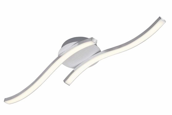 Briloner Leuchten Ceiling light, wavy ceiling lamp, 2-bulbs, 2 x 6W, warm white light, 55.4 cm, aluminium coloured - Image 3