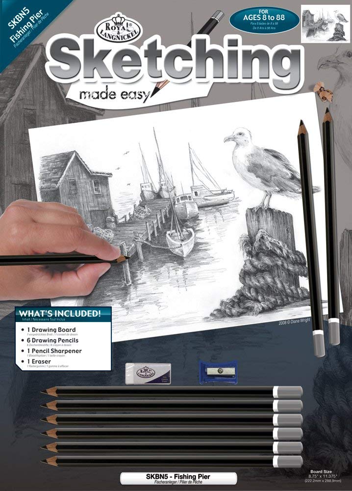 Royal & Langnickel Sketching Made Easy A4 Size Fishing Pier Designed Painting Set, Blue - Image 3