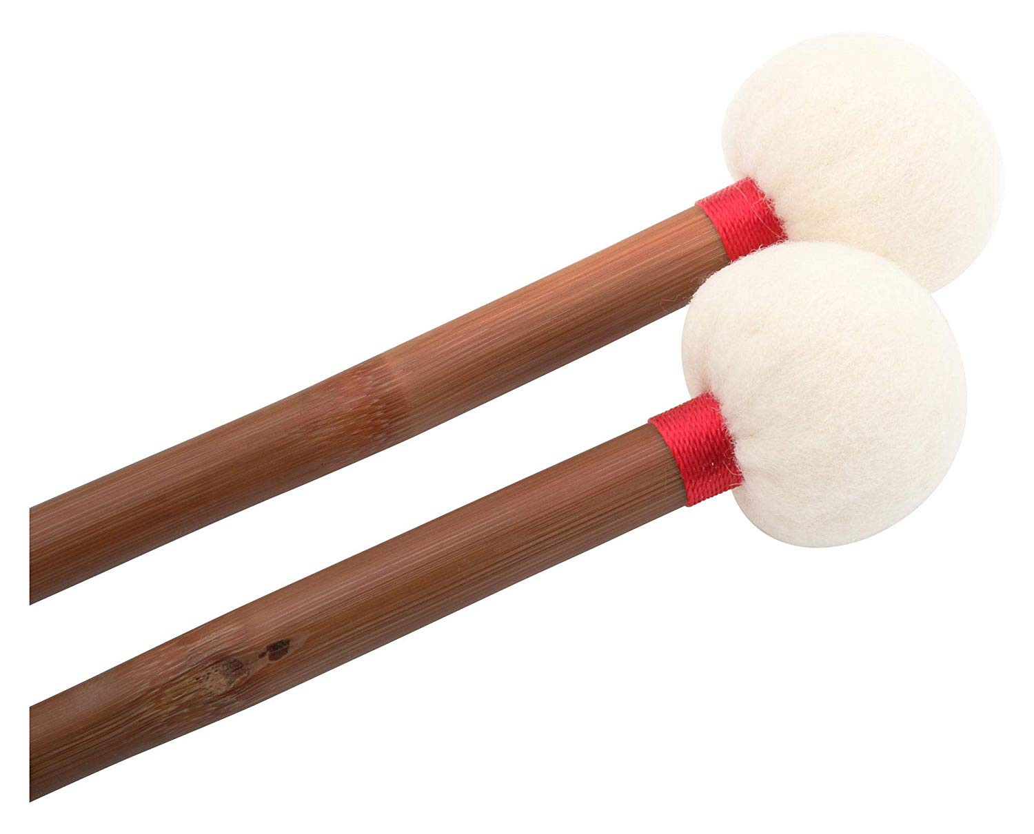 XDrum TB35 Bamboo Timpani Mallets Felt Pair, Brown, 3,5cm - Image 2