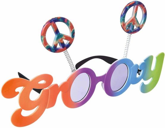 amscan 250476-55 60's Groovy Tinted Fun Shades-1 Pc, Multi Color, 9 1/2in Wide x 2in Tall