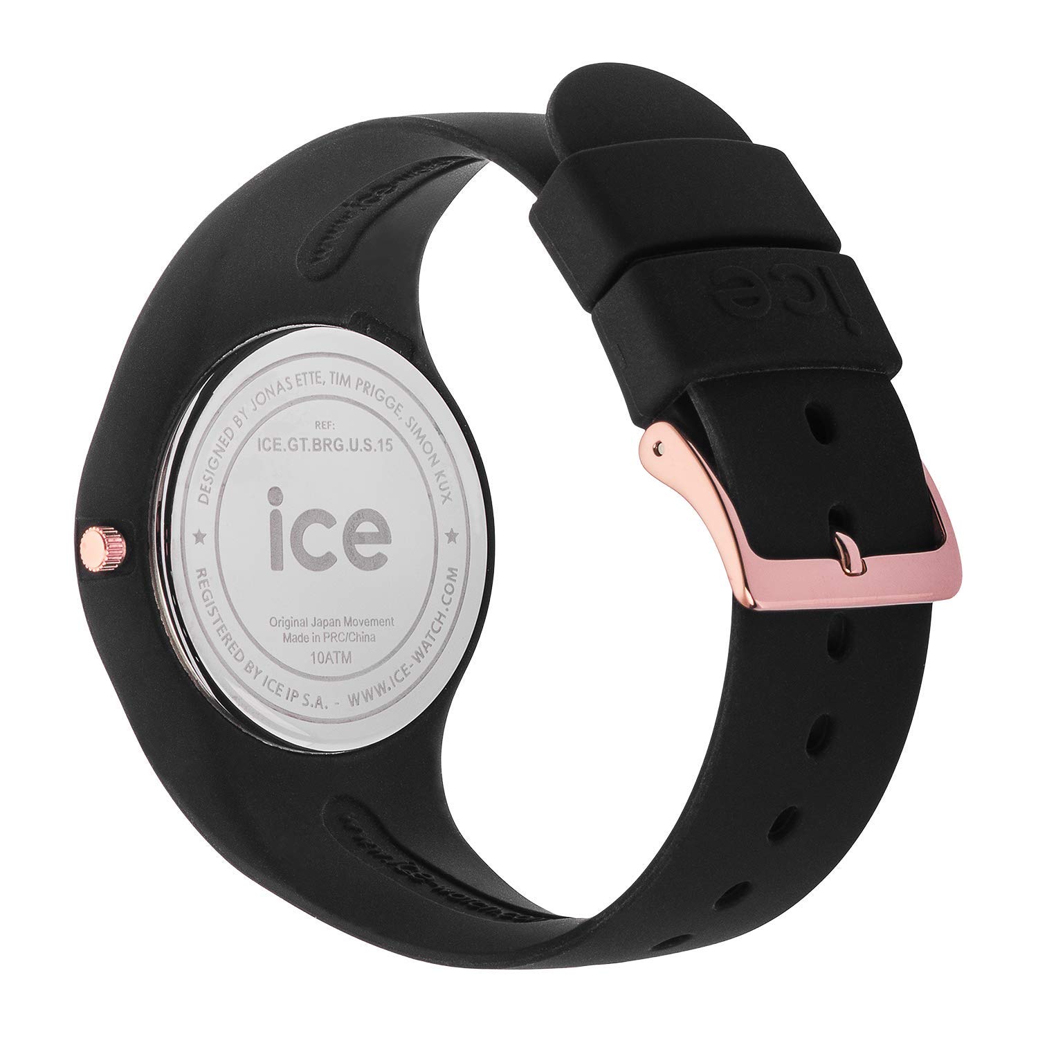 ICE-WATCH - ICE glitter Black Rose-Gold - Women's wristwatch with silicon strap - 001353 (Medium), Pink/Black - Image 4