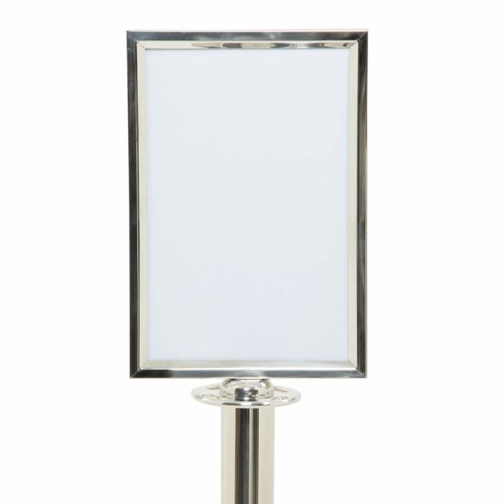 Securit A4 Portrait Barrier Post Top Sign Holder - Chrome, RS-SIGN-A4-PC