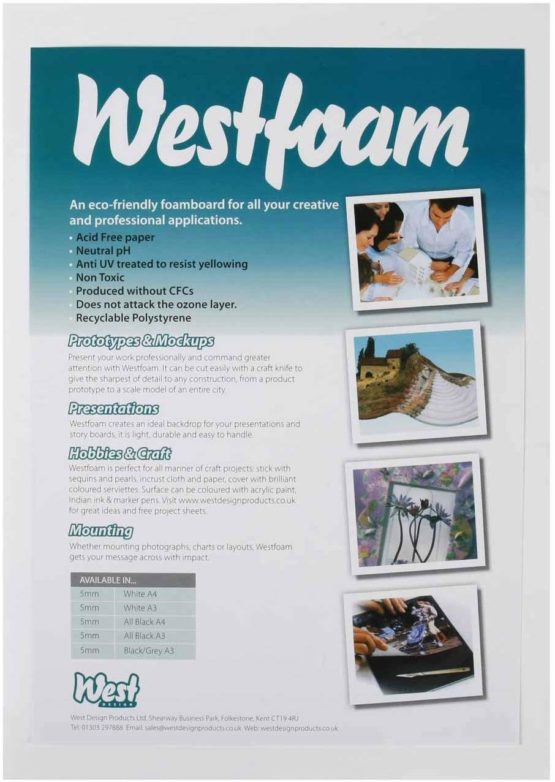 Westfoam 5mm A4 Foamboard - White (Pack of 5 Sheets)