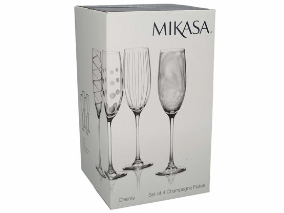 Mikasa Cheers Set of 4 Crystal Champagne Flute Glasses, White, 250 ml (8 fl oz) - Image 2