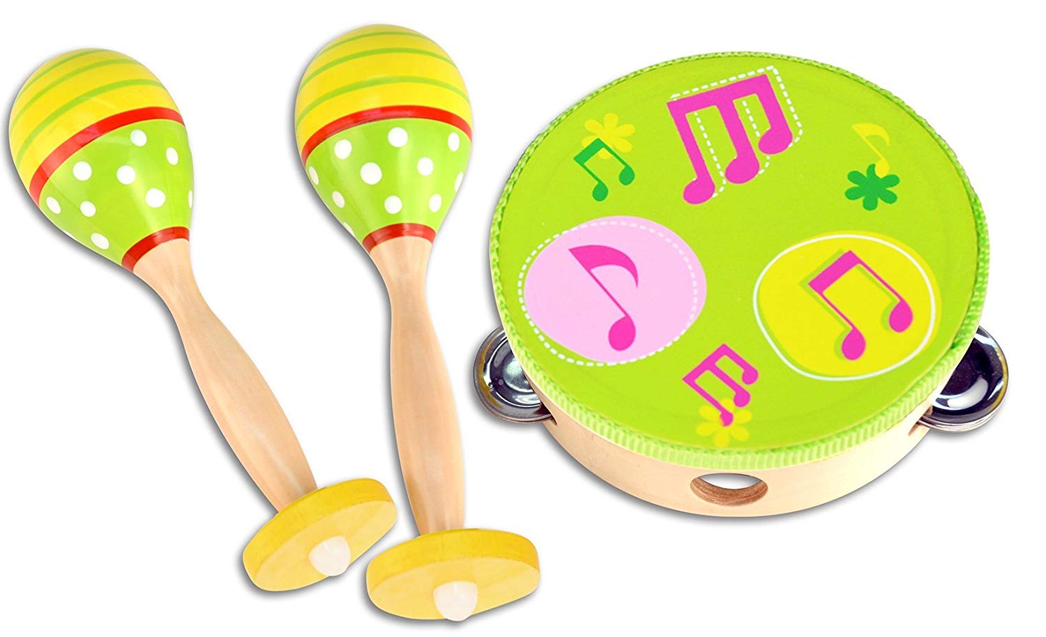 Bontempi 61 0510 Wooden Maracas and Tambourine Mix Instruments, Multi-color