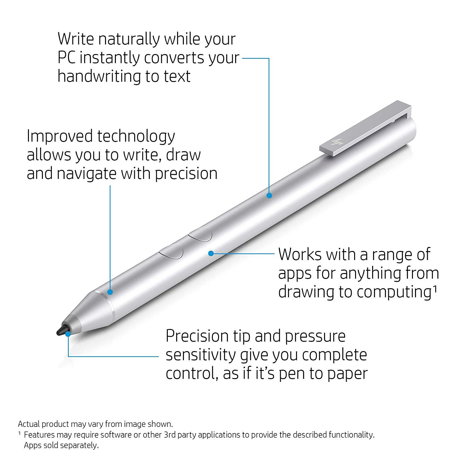 HP Pen Stylus with Pressure Sensitivity for Windows Pen Enabled Laptops. 18-Month Battery Life Precision Function buttons Premium - Image 4