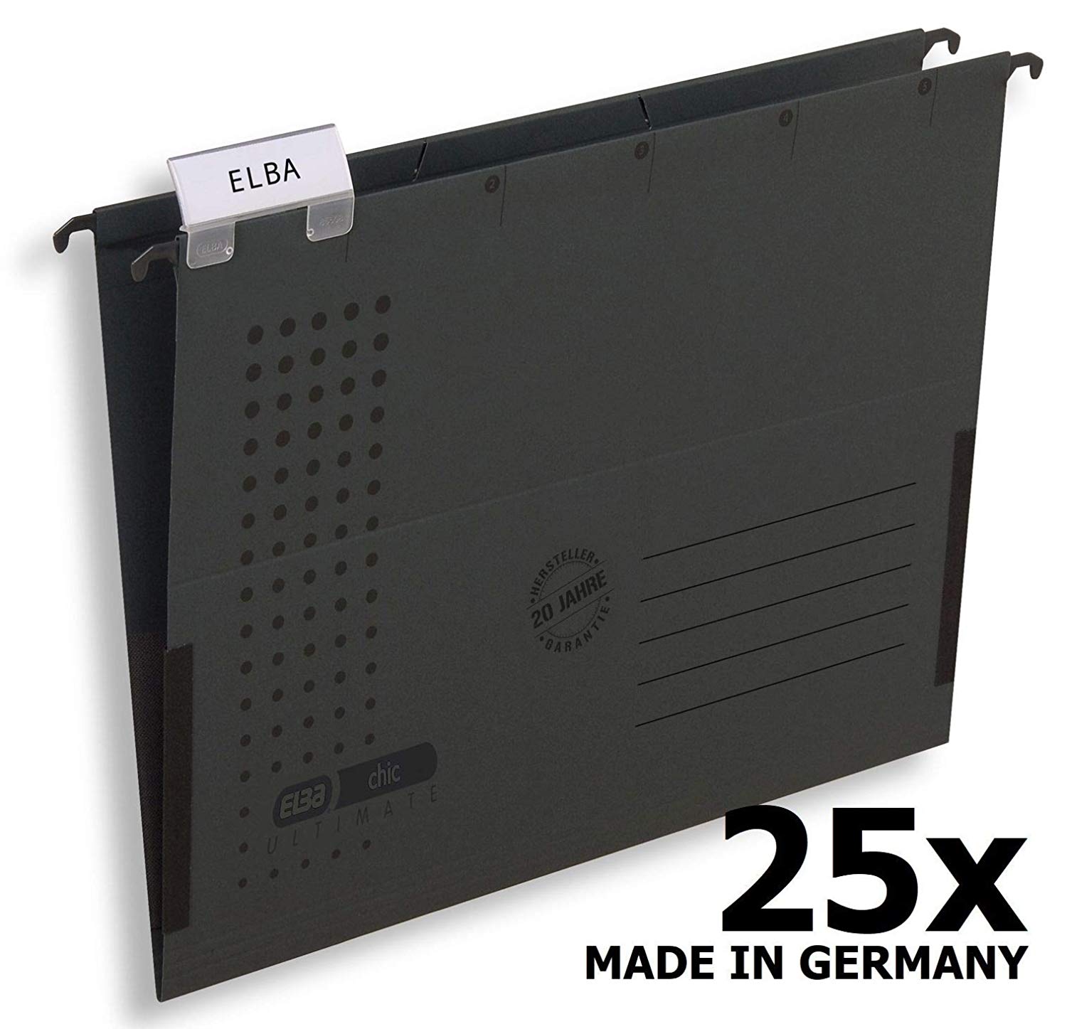 Elba Chic Ultimate 85743AZ Suspension File with Closed Sides and Linen Edge Protectors Pack of 25 Anthracite