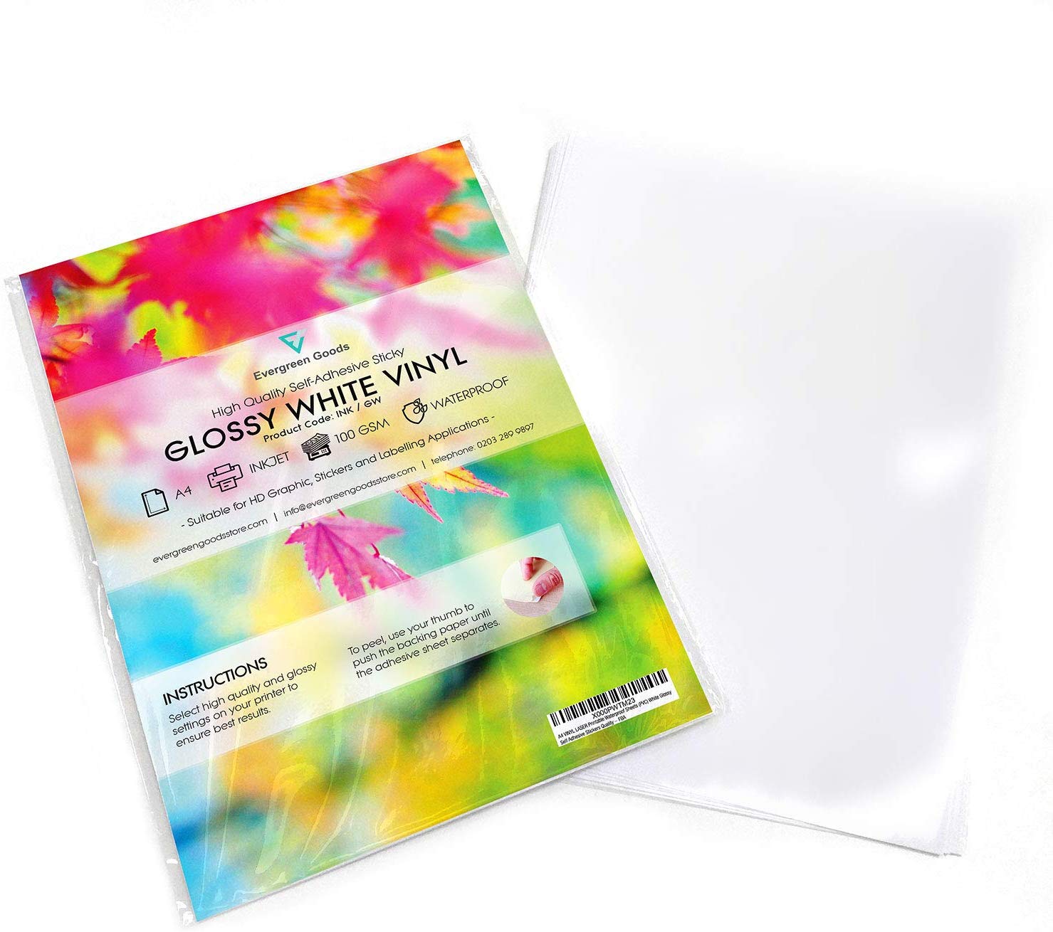 10 Sheets High Quality Waterproof A4 Vinyl (PVC) Glossy White Self