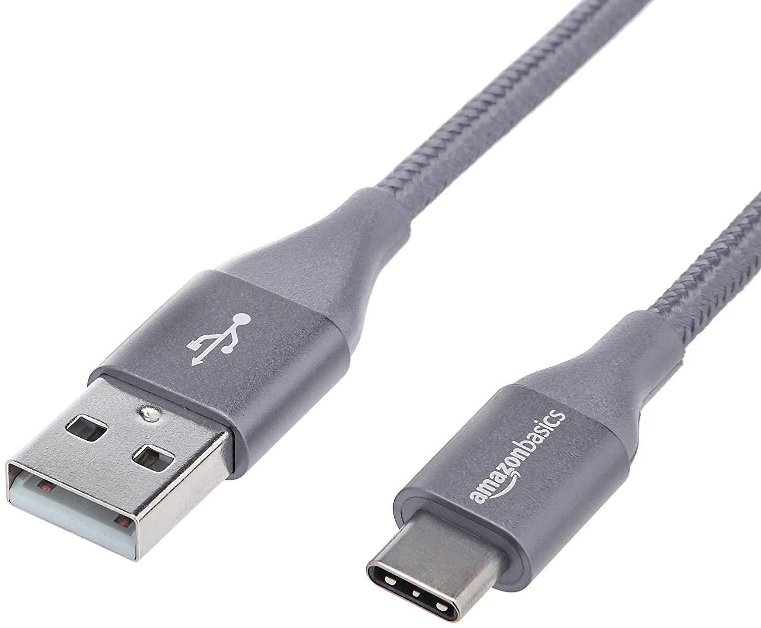 Amazon Basics USB-C to USB-A 2.0 Fast Charger Cable, Nylon Braided Cord, 480Mbps Speed, USB-IF Certified