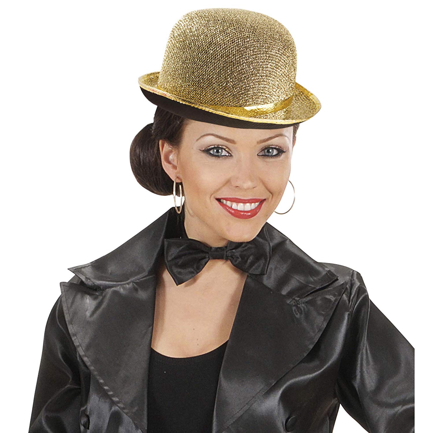 Felt Bowler Gold Lame Bowler Hats Caps & Headwear for Fancy Dress Costumes Accessory - Image 2