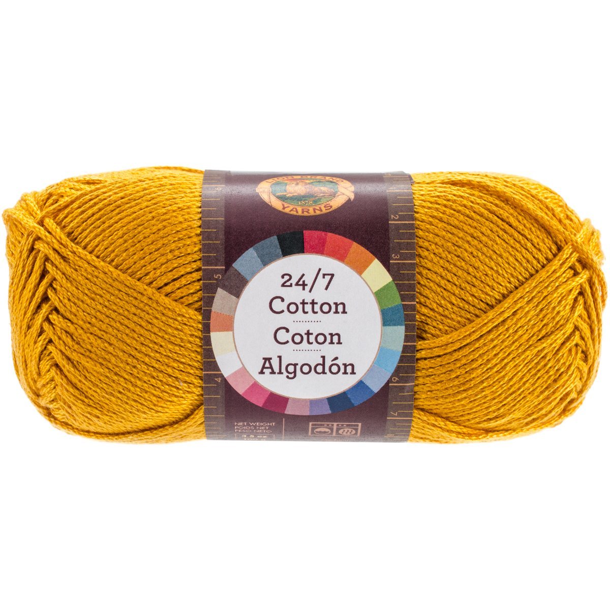 Lion Brand Yarn Company Cotton Yarn, 100 Percent Cotton, Goldenrod,15.24x6.35x6.35 cm, 1 Pack