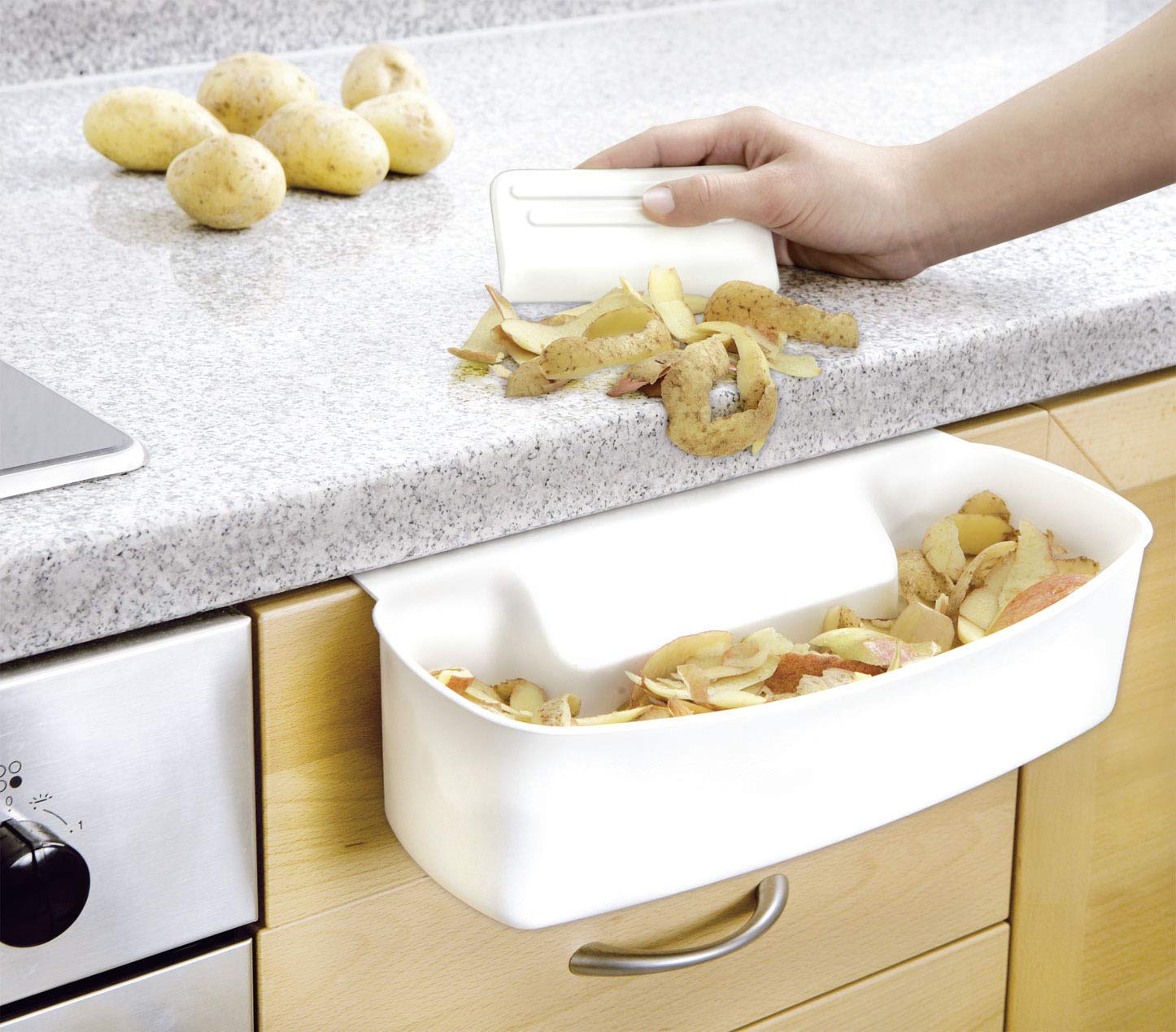 WENKO 7730100 Collecting tray for kitchen waste - Polypropylene, 32.5 x 9 x 17.5 cm, White, 17.5 x 32.5 x 9 cm