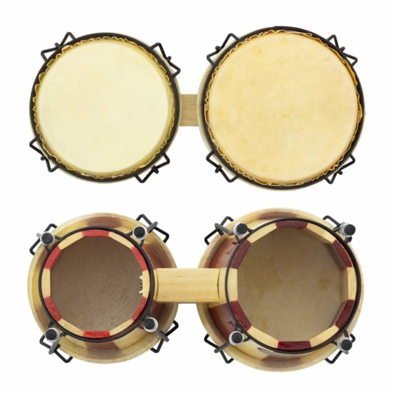 World Rhythm BON14-ST BON14 Oak Bongos - 6 and 7 Inch Heads in Natural and Red, Ideal Bongo Drums for School Percussion - Image 2
