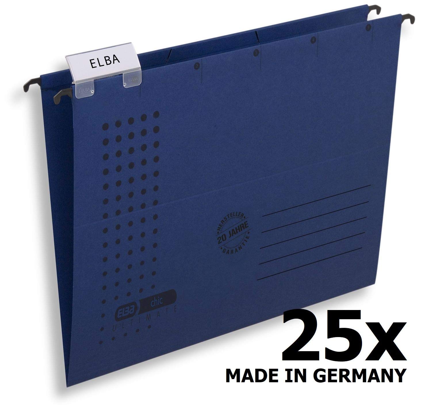 Elba Chic Ultimate 85740DB Suspension File with Open Sides Pack of 25 Dark Blue, 25 Stück