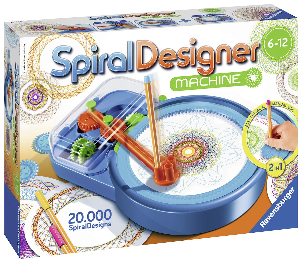 Ravensburger Spiral Designer Machine, Learn to Draw for Children Aged 6+ Creative Drawing Set for Electronic or Manual Drawing