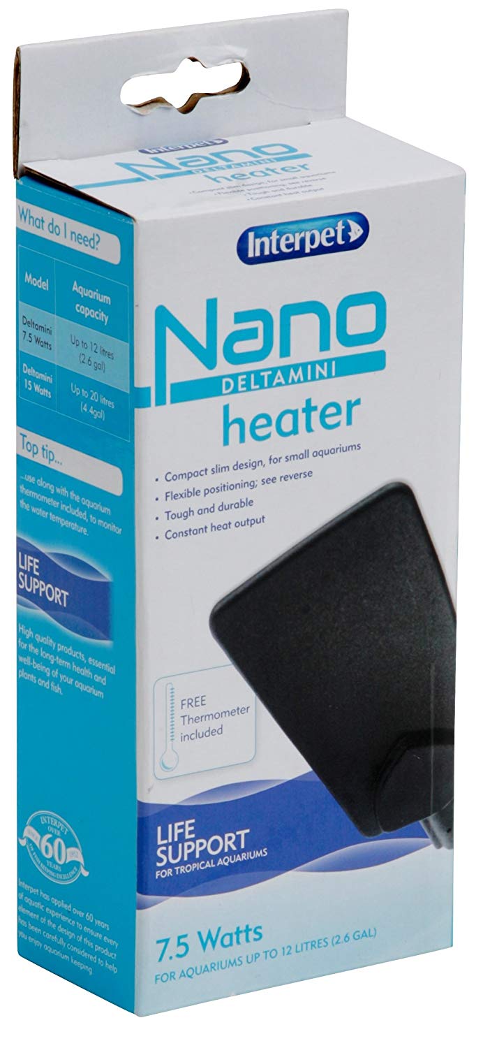 Interpet Delta Mini Heater for Small Nano Aquarium Fish Tank 7.5 Watt - for Aquariums up to 12 Litres - UK Plug