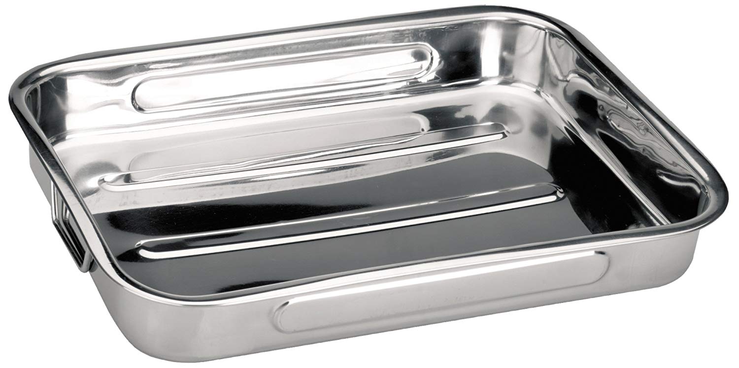 Ibili 651845 - Rustidera INOX con asas abatibles 48x34x7 cm Bistrot, Silver, 48 x 34 cm