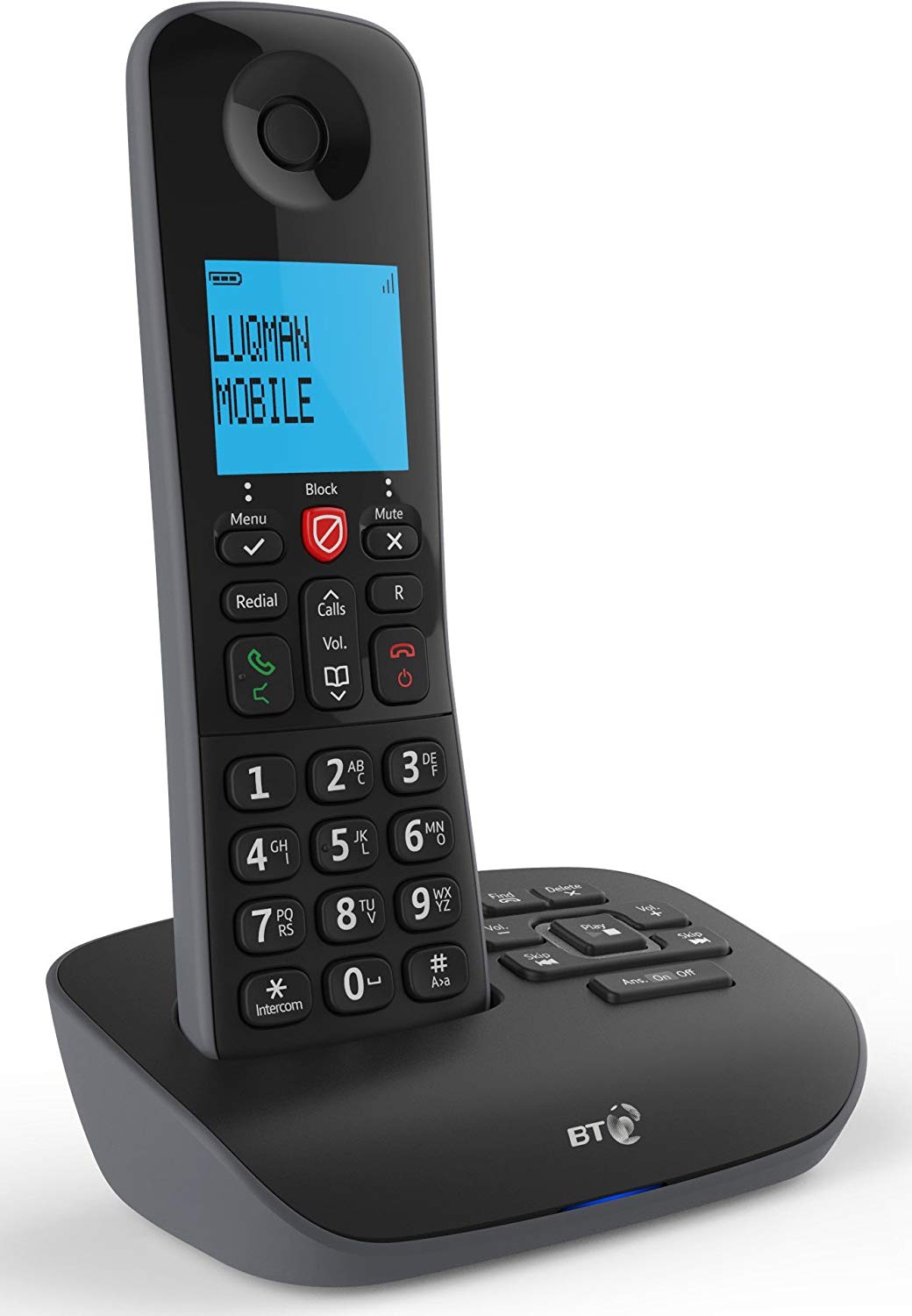 BT Essential Cordless Landline House Phone, Nuisance Call Blocker, Call Block button, Answer Machine, Single Handset Pack