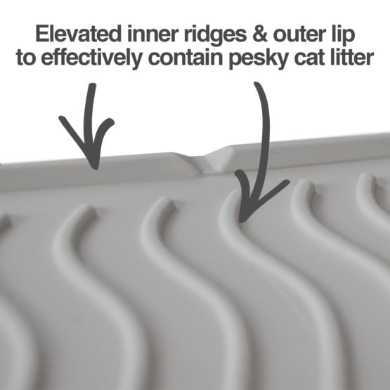PetFusion ToughGrip LARGE Cat Litter Mat - FDA Grade Silicone. [100% WATERPROOF & ANTI-MICROBIAL; EASY SURFACE CLEANING, NO MORE TRAPPED MILDEW) Gray - Image 3