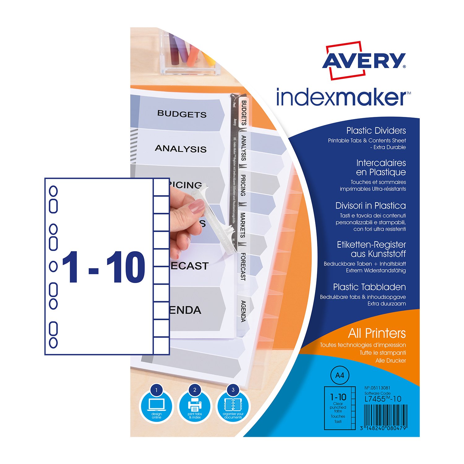 Avery 05113081 A4 IndexMaker Translucent Plastic Dividers with