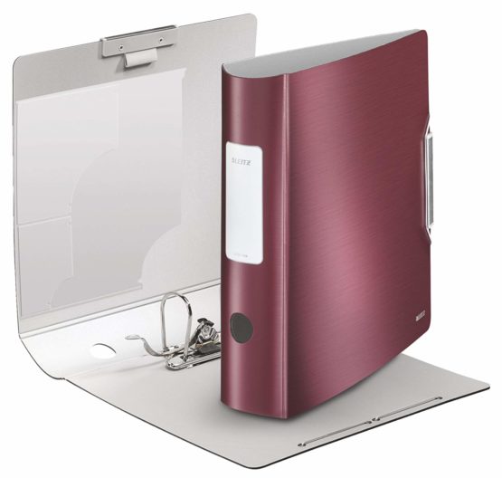 Leitz Lever Arch File, Garnet red, A4, Curved spine 8.2 cm width, Elastic fastening, Light polyfoam, Style Range, 11080028 - Image 2