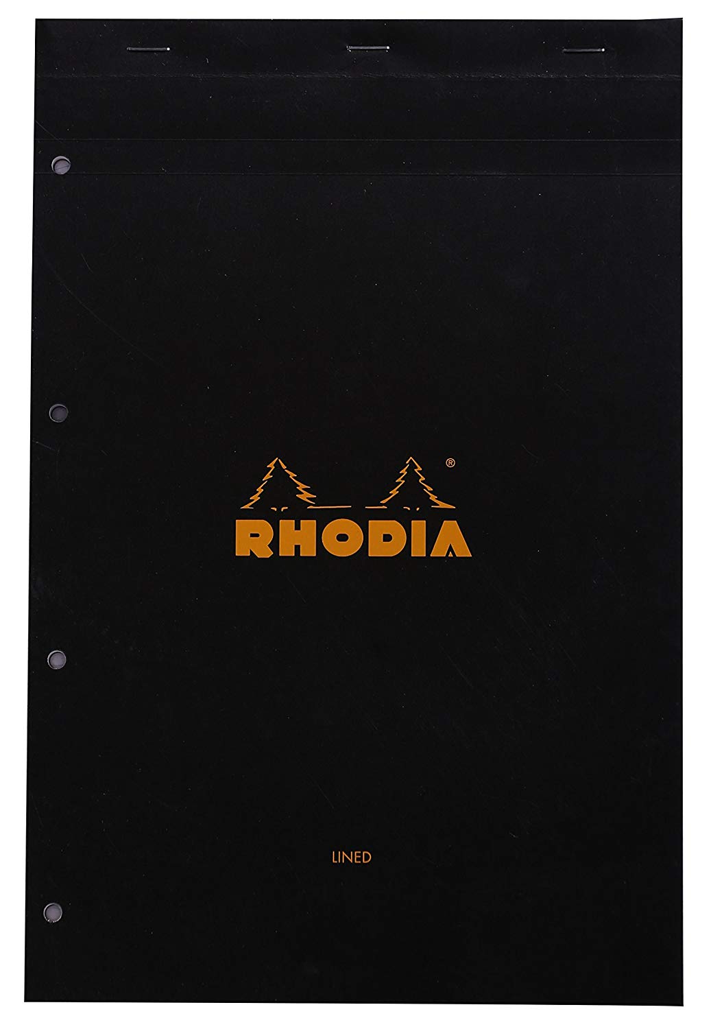 RHODIA 206009C, Stapled Notepad N°20 Black, A4+, Ruled, 80 Detachable Sheets 4-Hole Punched, 80G White Clairefontaine Paper