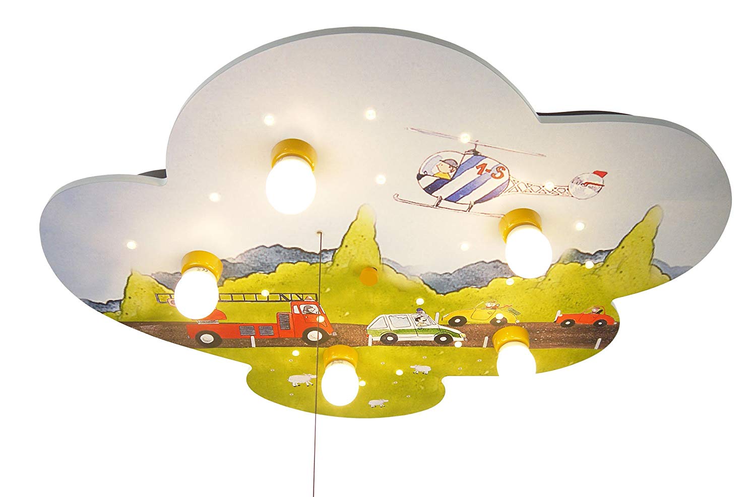 Niermann Standby Niermann Standby671 Cloud Cars Wood Ceiling Light, Multi-coloured, 74 x 57 x 7 cm - Image 3