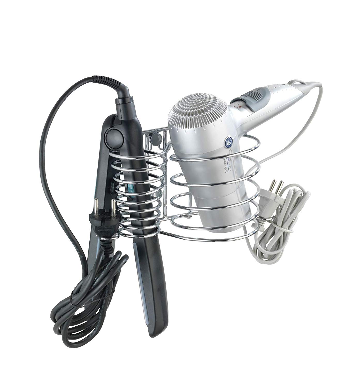 WENKO 20648100 Hair dryer holder and hair straightener holder Milano