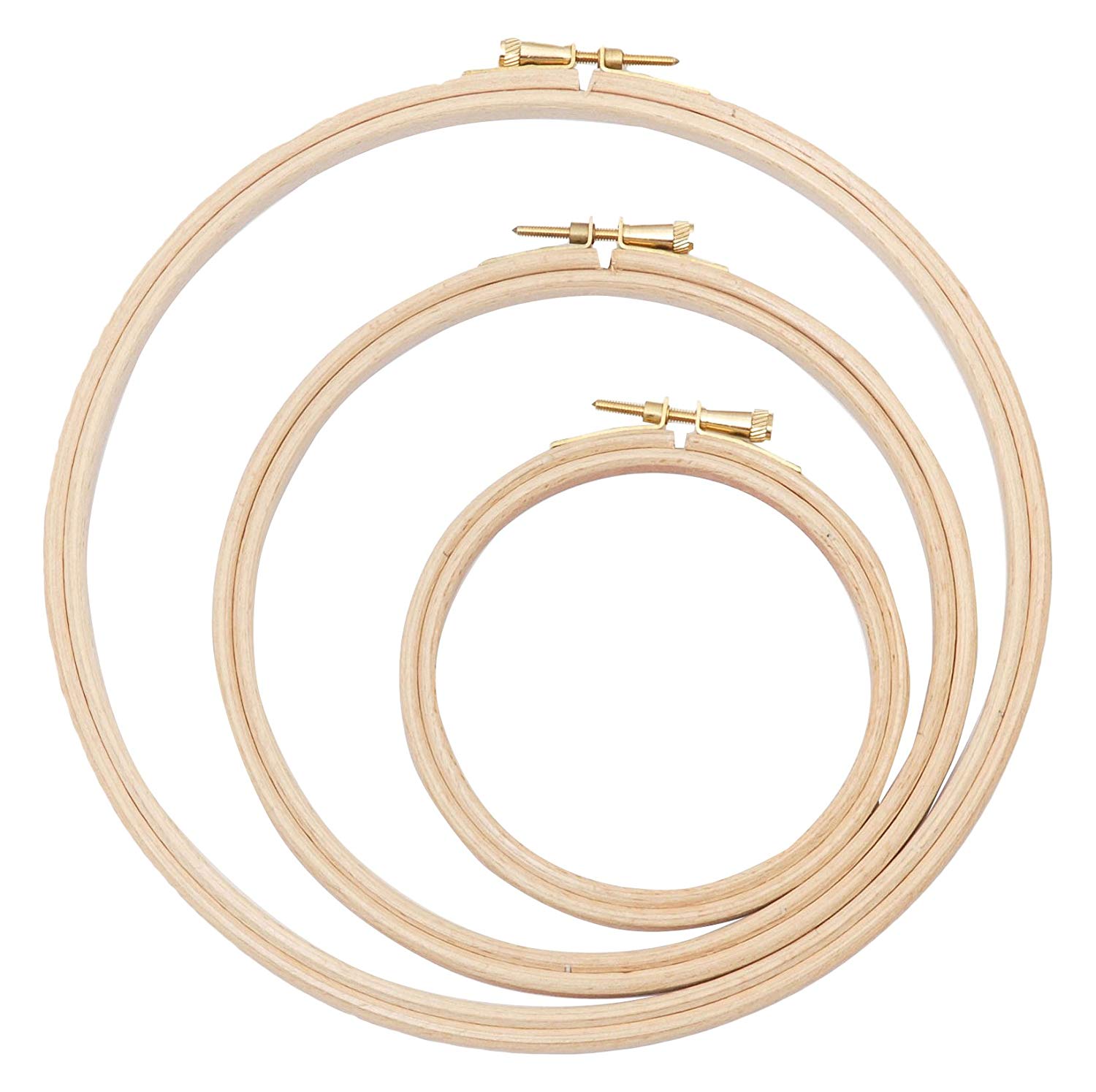 Elbesee 10cm, 15cm & 20cm Embroidery Ring (Set of 3) 4", 6" & 8", Wood, Brown, 22.5 x 22.5 x 0.5 cm