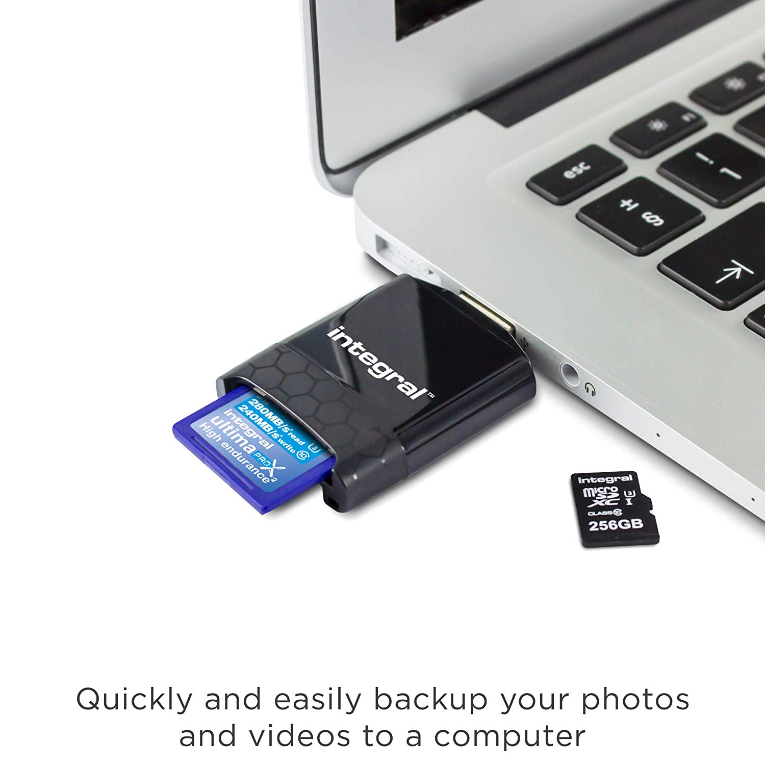 Integral Micro SD & SD UHS-ii, UHS-11, UHS-2 USB3.0 Dual Slot Memory Card Reader Adapter, SuperSpeed transfer - Image 2