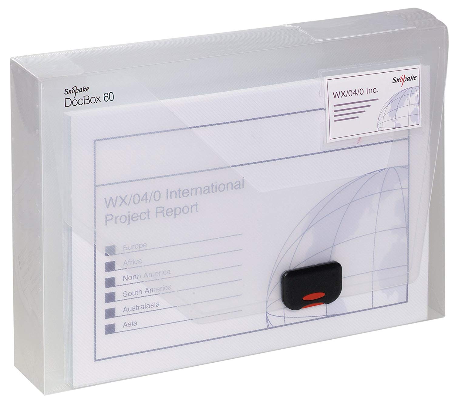 Snopake A4 DocBox Clear 60 mm Box File with Push Lock (Pack of 1) Ref 12871