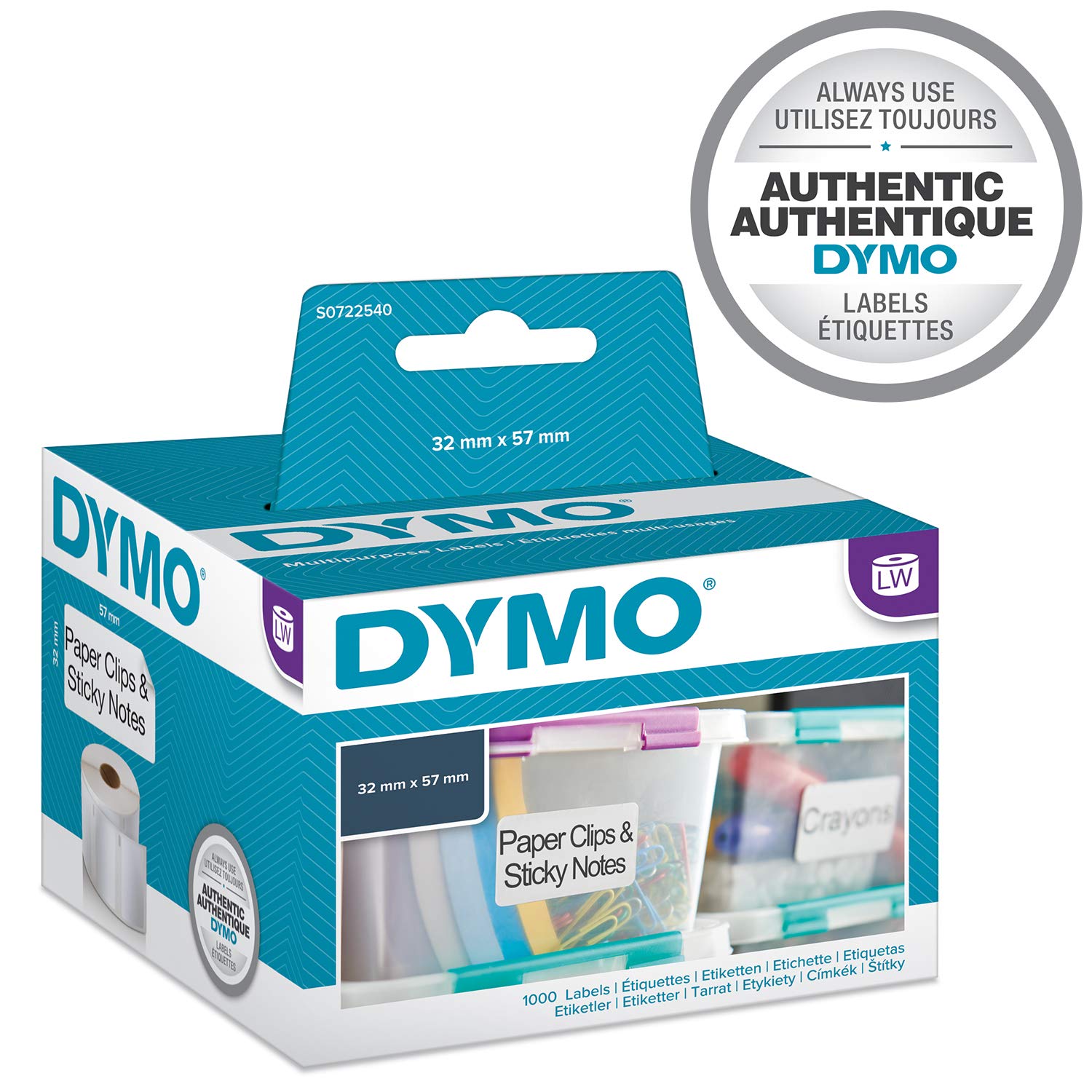 DYMO Authentic LabelWriter Multi-Purpose Labels, White, 32 x 57 mm