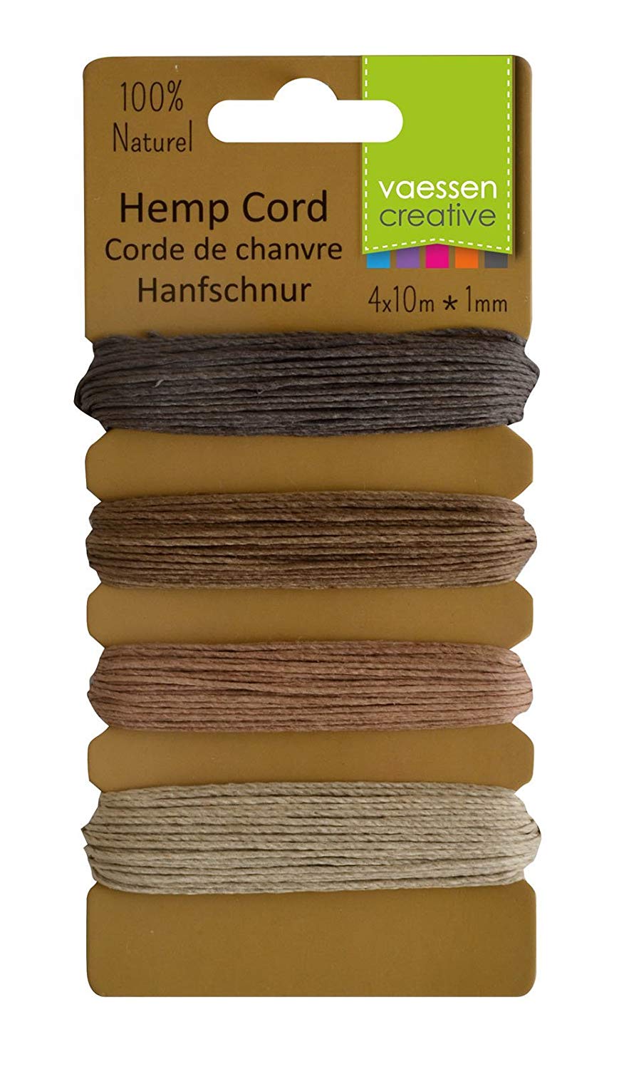 Vaessen Creative Nature Assortment Cord, Hemp, Multi-Colour, 4 x 10 m, 16.3x7.9x1 cm