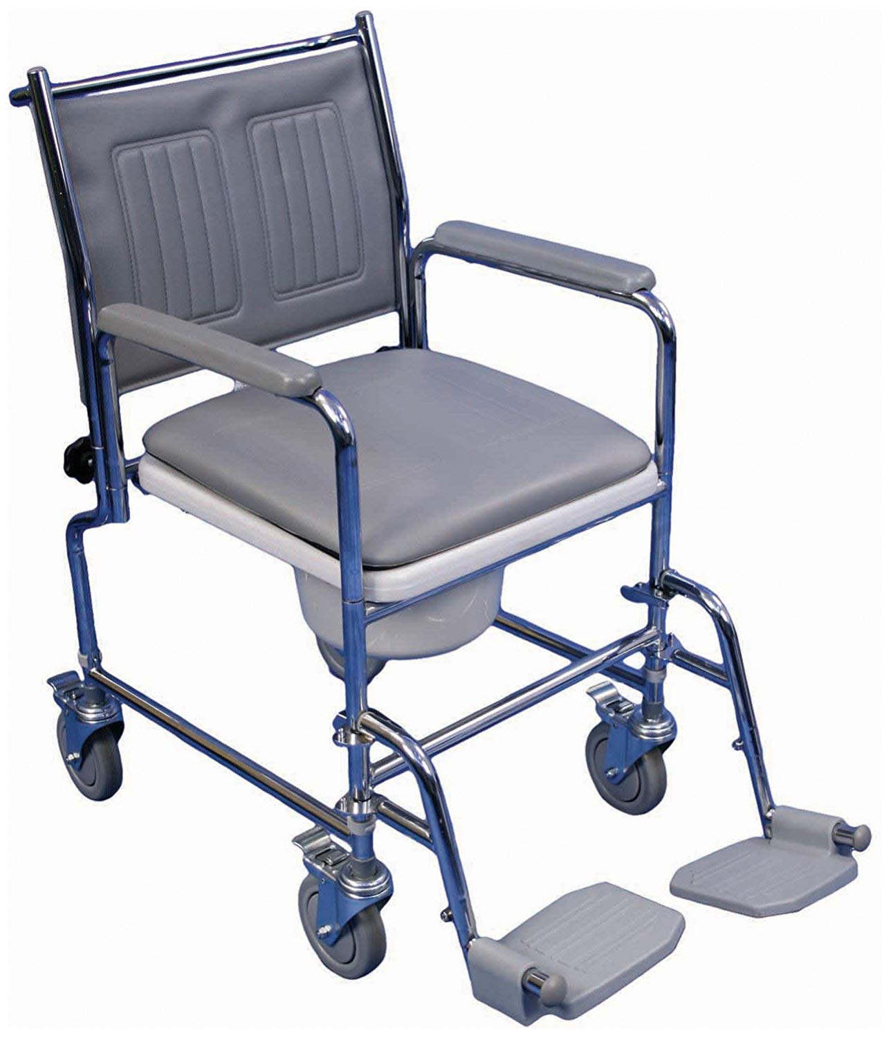 Aidapt Height Adjustable Mobile Commode with Detachable Arm Supports, Wipe Clean Seat
