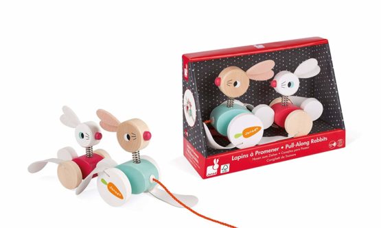 Janod J08207 Wooden Pull-Along Rabbit Family - Image 2