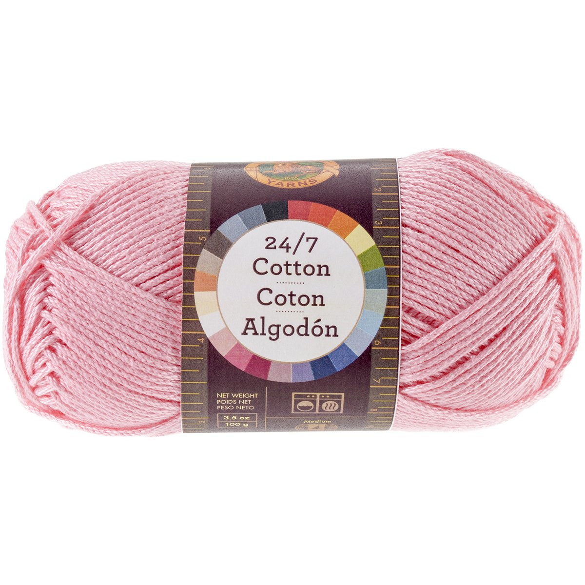 Lion Brand Yarn, 24/7 Cotton Mercerized Lightweight Yarn for Knitting Crochet, and Crafts, Pink, 1 Pack - Image 2