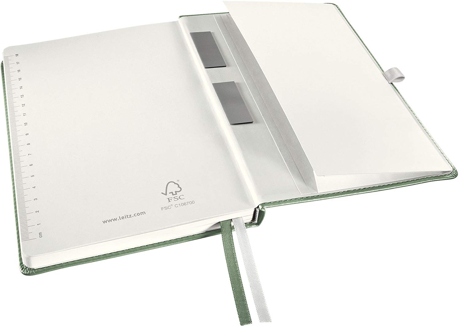 Leitz A5 Hard Cover Notebook, Celadon Green (80 Sheets, Ruled, with 2 Bookmarks, 100 gsm Ivory Paper, Style Range) - Image 4