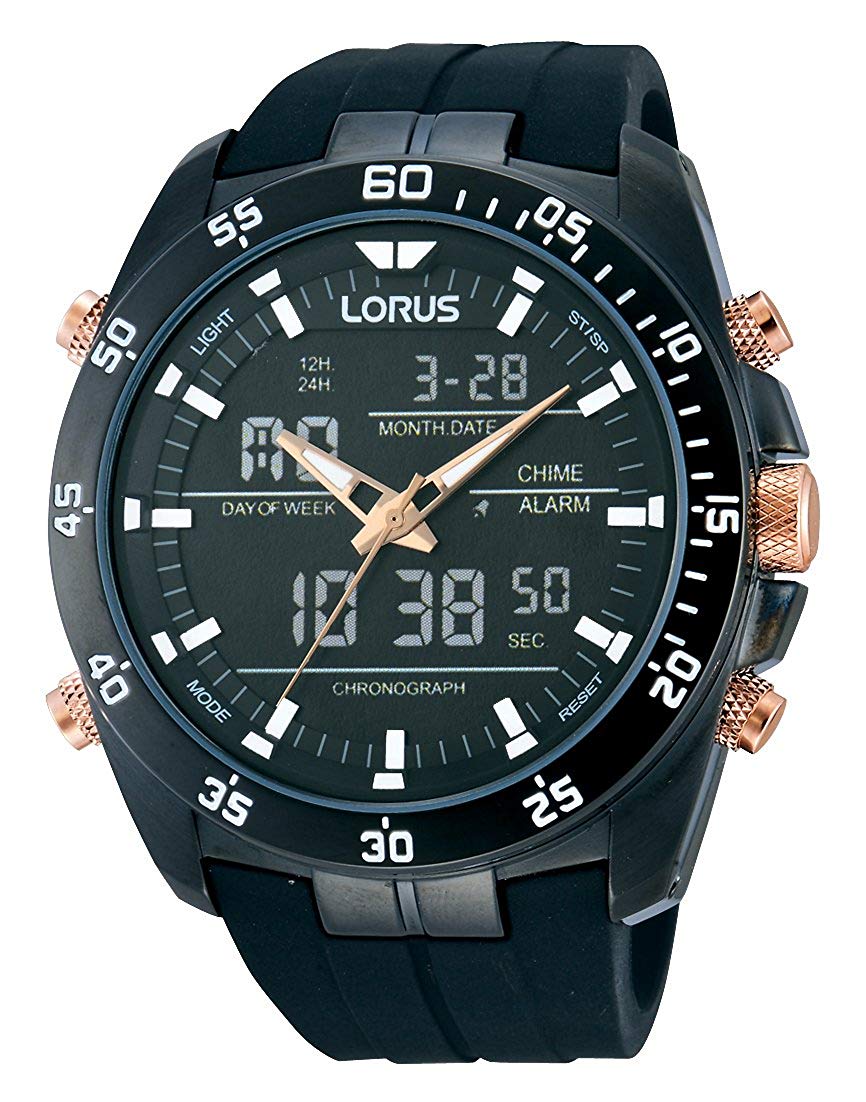 Lorus Men's Analogue Quartz Watch with Rubber Strap - RW615AX9, Multicolour/Black