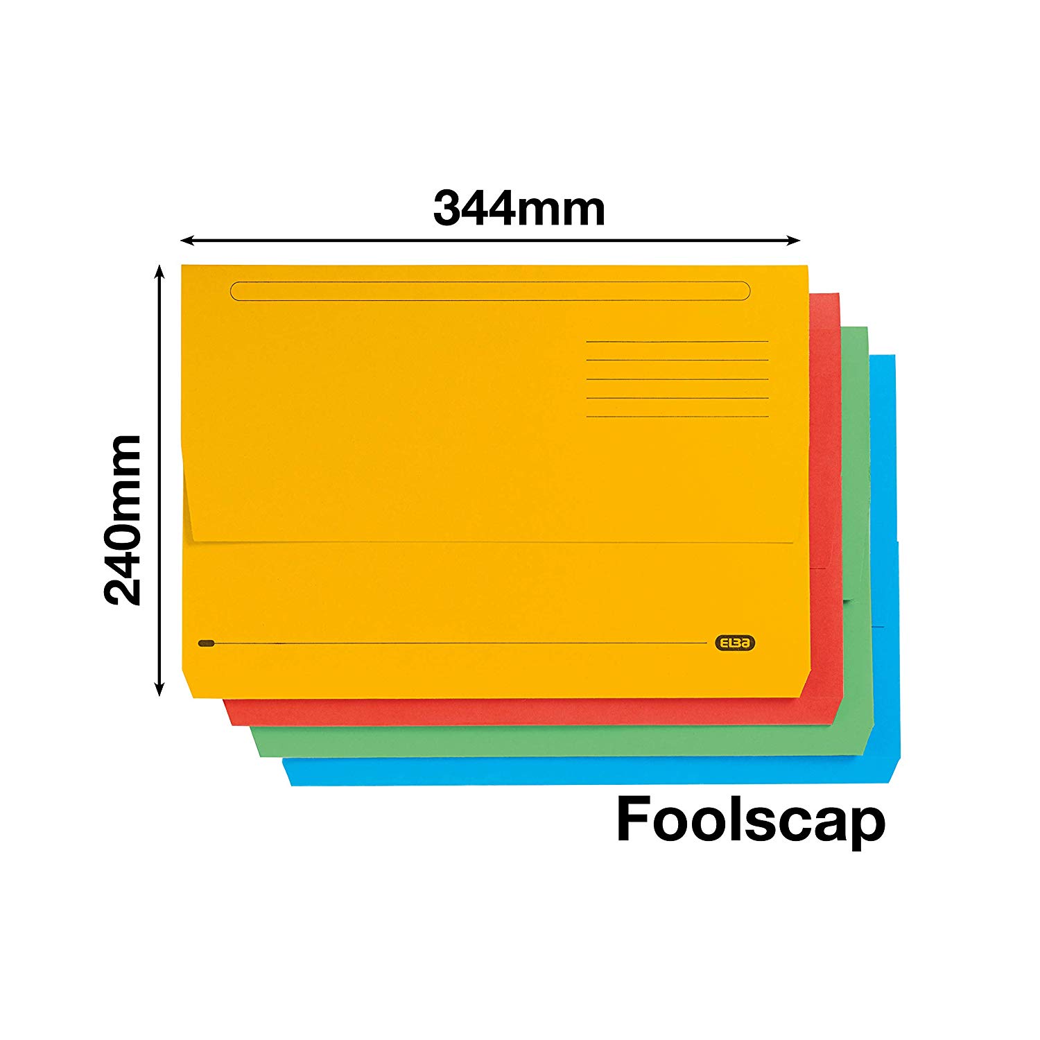 Elba Foolscap Document Wallets, Assorted Colours, A4+, Pack of 25 Folders, Multicolored - Image 2