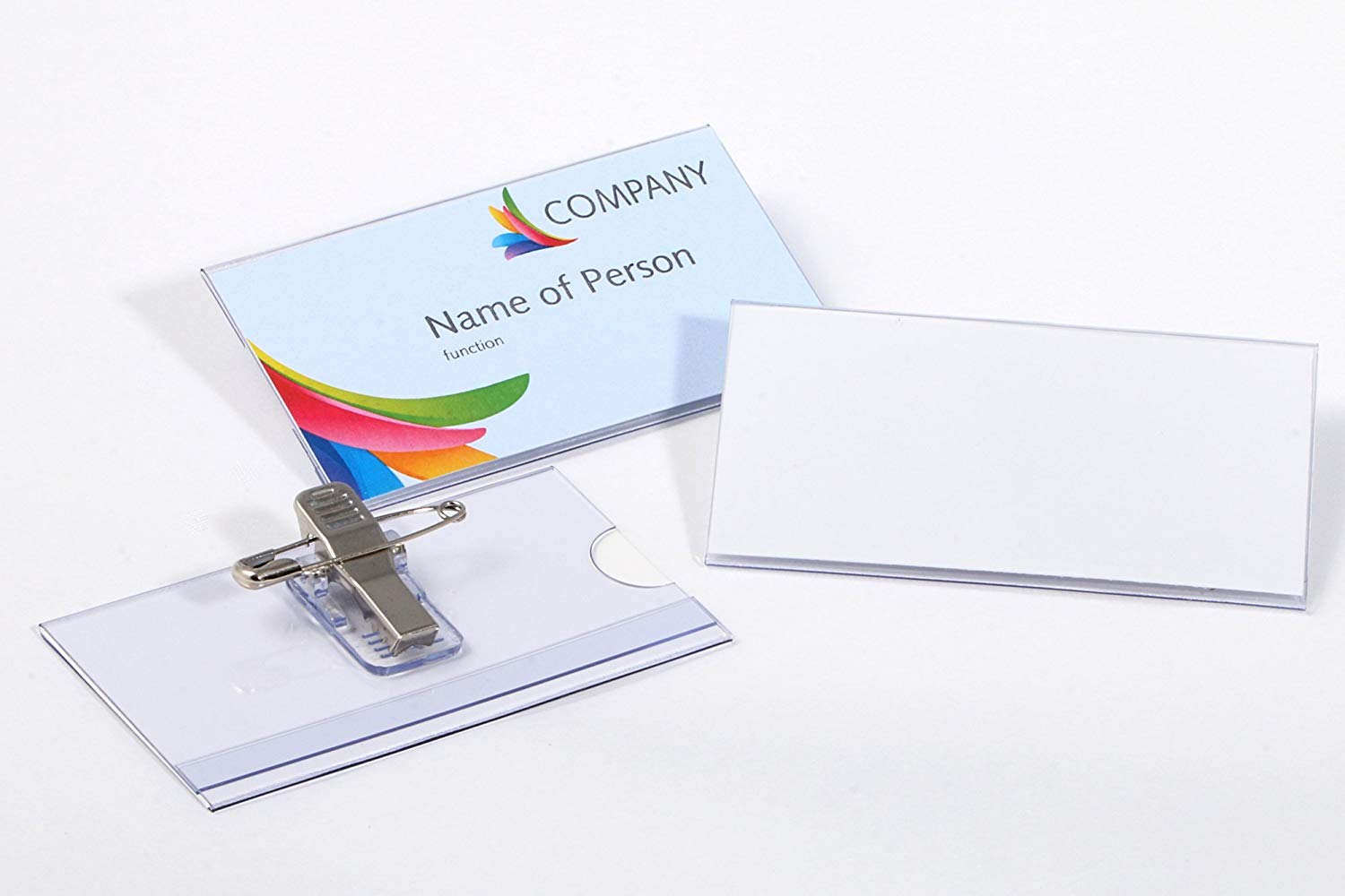 EUROPEL Name Badge Holders with Crocodile Clip, Safety Pin & Blank Card Insert Sheets (Pack of 24), Clear, 75 x 40 mm - Image 3