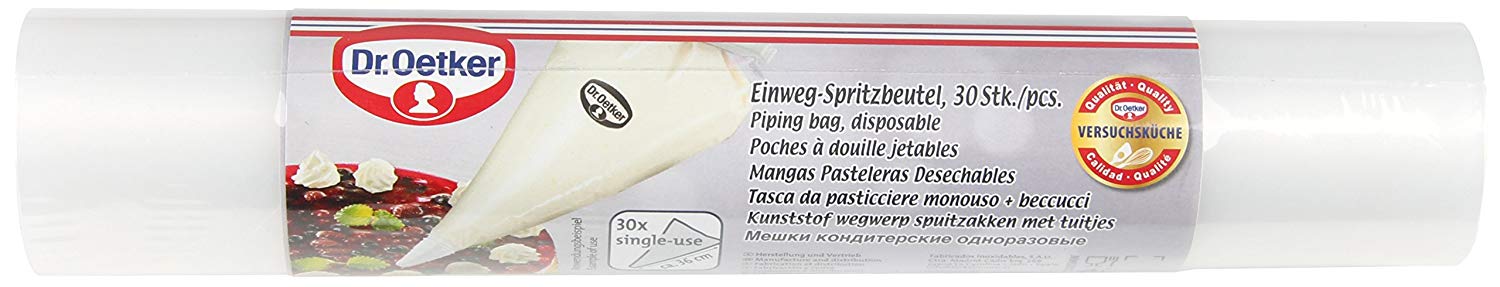 Dr.Oetker "Classic Disposable Icing Bag, Plastic, Beige, 35cm, 30-Piece, 10 x 10 x 35 cm
